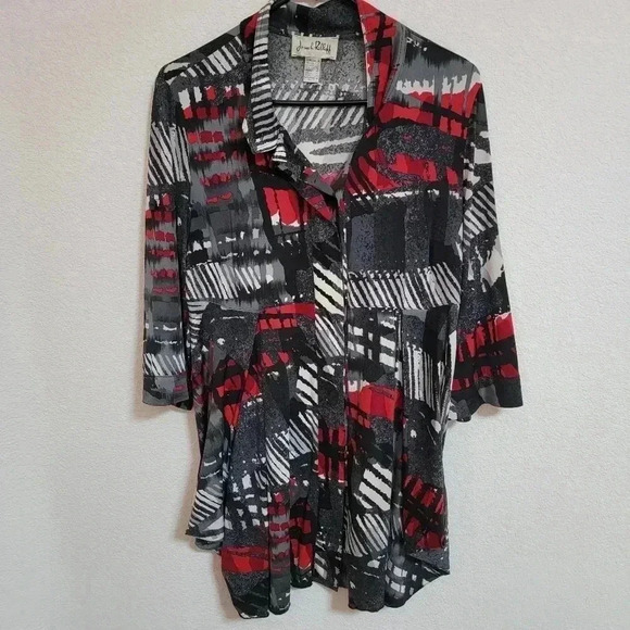 Vintage Joseph Ribkoff Red Black and Gray Tunic - Picture 1 of 4